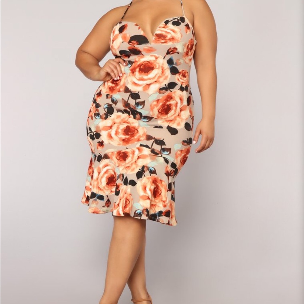Floral midi open back dress